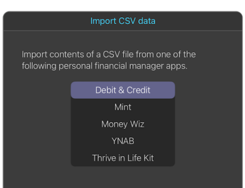 Import financial data from Debit & Credit